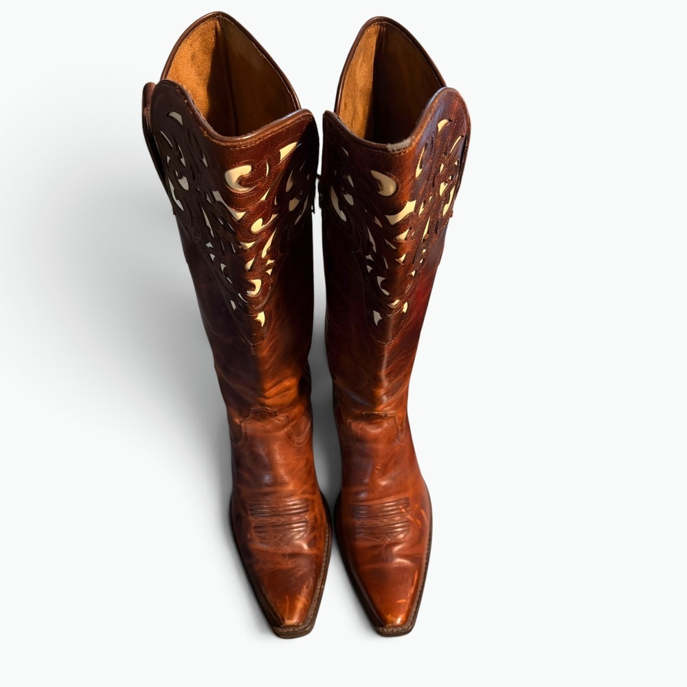 Ariat Womens Brown Leather Filigree Cutout Tall Over Knee Western Boots Size 9B - Picture 8 of 13